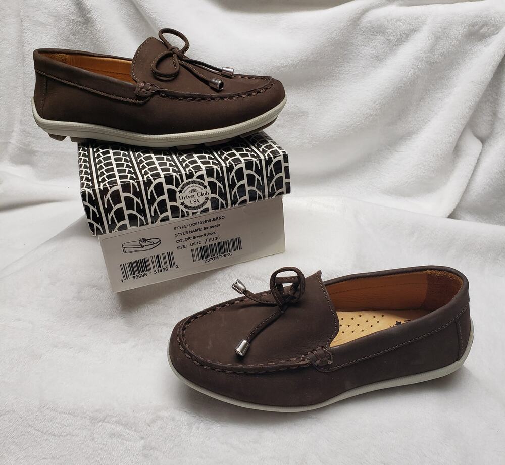 NIB Driver Club USA Sarasota Boys 12 Brown Loafers Quiet Luxury Preppy Wedding